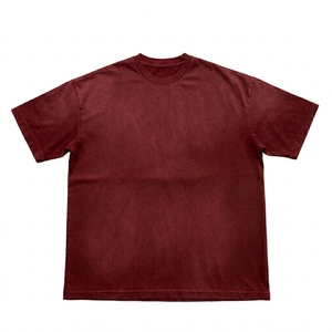 T-shirt Homme Grande Taille 100% Coton Qualité Supérieure Personnalisable Impression Numérique Logo 220gsm Col Rond Uni Coupe Boxy - Product Image 1