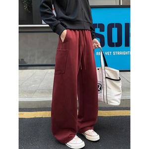 Pantalon de survêtement décontracté pour homme, léger, coupe large, doublé polaire, respirant, en coton délavé à l'acide, taille élastique, pour le sport, printemps - Product Image 3