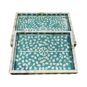 Bandeja de incrustaciones de perlas y huesos hecha a mano con brillo opulento, bandeja de lujo personalizada para el hogar, la cocina y ocasiones especiales - Product Image 4