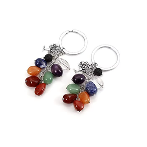 High quality Crystal Keychain 7 Chakra Tumbled <b>hanger</b> <b>Key</b> Chine Natural Stone <b>Key</b> Holder Gifts for Women <b>Key</b> Chain wholesale - Product Image 3