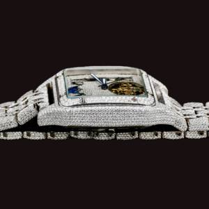 Premium Quality <b>Square</b> Case Moissanite Diamond With Roman Numerals Unique Glass Dial Iced Out Hip Hop Wristwatch - Product Image 2