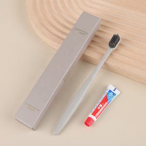 Kit de brosses à dents écologiques jetables à poils souples et dentifrice pour hôtels, gîtes et usage domestique – Accessoire <span class=keywords><strong>dentaire</strong></span> en paille - Product Image 2
