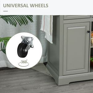 Isola da Cucina Portatile Moderna Grigia su Ruote con Piano in Acciaio Inox, Portaspezie, Cassetti e Carrello Multiuso in Legno MDF - Product Image 6