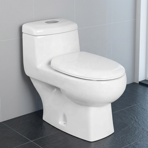 Inodoro de una pieza de estilo europeo, montado en el suelo, cuadrado, de cerámica, para baños de casas y villas de alta gama. - Product Image 2