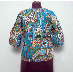 Robes décontractées pour femmes, 100% coton, faites à la main, style bureau, mini, manches longues, col rond, imprimé floral, modernes, amples, écologiques, printemps - Product Image 6