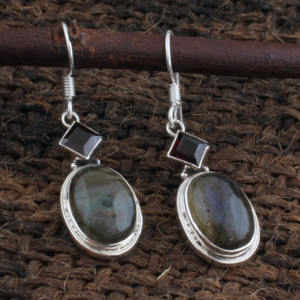 Boucles d'oreilles en labradorite naturelle chatoyante en gros, en argent sterling 925, pour femmes, bijoux fins, directement de l'usine - Product Image 2