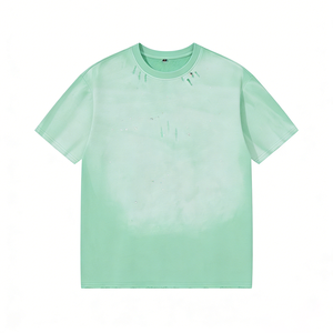 Camiseta Casual de Algodón Transpirable con Estampado Personalizado de Diamantes de Imitación, Estilo Oversize con Hombros Caídos y Lavado Ácido para Hombre - Product Image 3