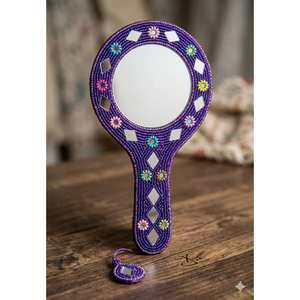 Espejo decorativo de brocado para regalar en bodas, haldi, mehndi, baby shower, fiestas de henna, noches de dholki. - Product Image 4