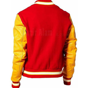 Blouson universitaire respirant pour homme en cuir véritable avec manches en tricot et corps en laine, personnalisable, style streetwear décontracté - Product Image 2