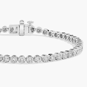 14K White <b>Gold</b> Round Cut Lab Grown Diamond Classic Tennis Bracelet Four Prong <b>Set</b> IGI Certified Luxury Gift Jewelry for Women - Product Image 4