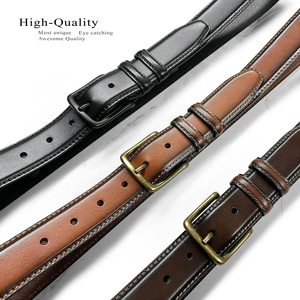 Cinturón Casual de Cuero Genuino para Hombre, Hebilla Rectangular de Cobre de Color Sólido, Diseño de una Sola Pieza Moldeada, Duradero - Product Image 6