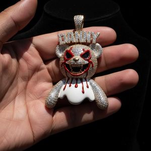 Colgante de oso de peluche con incrustaciones de moissanita, chapado en oro con esmalte, plata 925, formas de dibujos animados para colgantes y dijes de joyería fina - Product Image 1