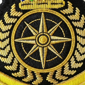 Custom Goldwork Embroidered Crown & Star Patch Sew-On Uniform Badge Luxury Bullion <b>Wire</b> Applique for Garments and Apparel - Product Image 2