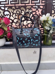New Trending Hand Tooled Floral Carving Leather Speedy Handbag Gypsy Boho Shoulder Handmade Western Stylish Women Daily Uses Bag - Product Image 5
