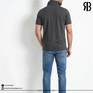 Polo de manga corta para hombre, color gris oscuro, de punto de algodón transpirable, corte regular, con botones, estilo casual, muy vendido. - Product Image 2