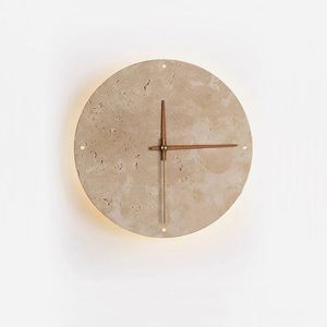 Minimalist Round Marble Wall <b>Clock</b> Analog Quartz Silent for Living Room - Product Image 3