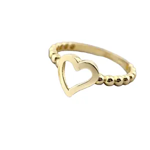 Heart Shaped Dotted Ring Real Gold Fashion Ring With Zirconia Stone Gift For 925 Sterling Silver Unique Jewelry Trending Gift.