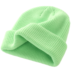 Green Ribbed Knit Beanie <b>Hat</b> 100% Acrylic Unisex Casual Winter <b>Cap</b> Solid Color Adult Size 56-58CM - Product Image 6