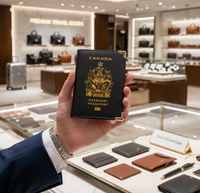 Portefeuille de voyage en cuir PU Wriza pour passeport canadien, avec blocage RFID, porte-cartes d'identité, pour la promotion touristique et les cadeaux d'affaires, noir
