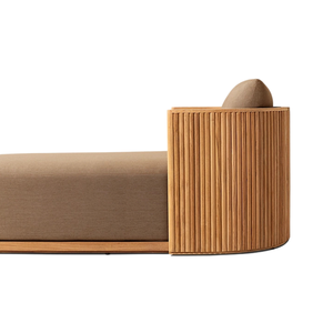 Signature Collection Hotel Emma Luxury Modern Curved Rattan Teak Wood Outdoor <b>Sofa</b> Elegant Minimalist Lounge Chair Resort Style - Product Image 6