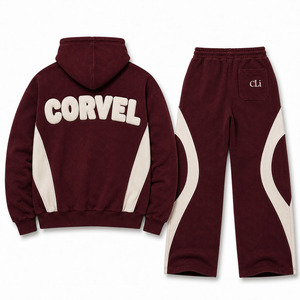 Sweat-shirts à capuche zippés pour hommes, coupe oversize, imprimé en relief, avec empiècements contrastants, en molleton de coton épais, personnalisables, vente chaude, fabricant de survêtements - Product Image 5
