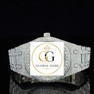 Indian Exporter Silver Iced Out Moissanite Diamond Watch for Men or Luxury Bling Watch Available for Bulk Quantity - Product Image 1