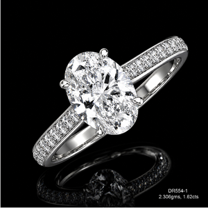Anillo de Compromiso de Lujo para Mujer con Diamante Blanco Cultivado en Laboratorio Chapado en Oro, Certificado IGI, Clásico con Pavé - Product Image 2