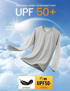 Chemise de bain à manches longues pour homme, bleu clair, 100% polyester, séchage rapide, UPF50+, anti-UV, manches longues, couleur unie - Product Image 4