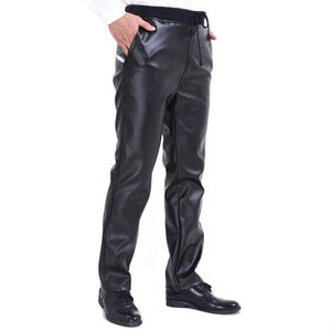 <b>Mens</b> Glossy Shiny Leather Pants <b>Men</b> <b>Pleated</b> PU Leather Streetwear Loose Ruched Casual <b>Trousers</b> Custom Punk Leather <b>Trousers</b> - Product Image 2