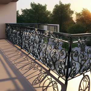 Rampe de balcon décorative en fer forgé sur mesure, rampes en acier pour balcon extérieur, robustes, élégantes, revêtement poudré - Product Image 3