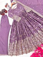 Traje de Seda Elegante Estilo Anarkali Tradicional para Mujer, Vestido Largo para Bodas Indias y Pakistaníes, Listo para Usar, Venta al Por Mayor