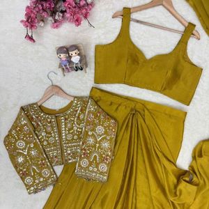 Stunning And Premium Designer Lehenga <b>Saree</b> <b>with</b> Embroidered <b>Jacket</b> Blouse And Lace Work Wholesale Rate By Royal Export - Product Image 3