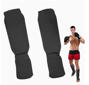 Espinilleras Negras de Spandex con Cierre de Velcro para Adultos, Protección Ligera, Protectores de Piernas Deportivos, Espinilleras de MMA, Sanda - Product Image 3