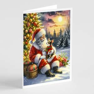 Whimsical A7 Tamaño 5x7 Tarjetas de notas en blanco Paquete de 8 con sobres-Tarjetas de felicitación de Chihuahua y Papá Noel - Product Image 1