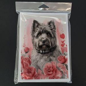 Bouvier Des Flandres Valentine Roses A7 Greeting Cards Pack 8 Blank Note Cards with <b>Envelopes</b> Whimsical <b>5x7</b> Size - Product Image 3