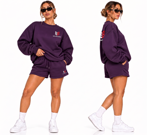 B.B INDUSTRY Oversized Sweatshirt <b>Shorts</b> Set Teal Fleece Tracksuit Drop Shoulder Crewneck <b>Lounge</b> Wear Custom Embroidery - Product Image 2