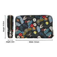 Dompet Kulit Domba Asli Wanita Motif Bunga Hitam, Tas Tangan Kulit, Tas Mini, OEM ODM Label Pribadi