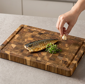 Planche à découper en bois de teck Ha Le de qualité supérieure, planche à charcuterie en acacia, planche à fromage et à viande magnétique double face, épaisseur 2,0 cm - Product Image 1