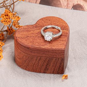 Engagement Proposal Ring <b>Box</b> Slim Wooden <b>Heart</b> <b>Shaped</b> Ring Case Bearer <b>Box</b> Ring Holder for Wedding Ceremony, Commemoration Day, - Product Image 4
