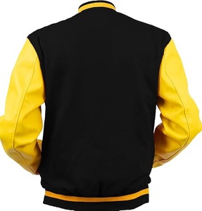 Nouvelle veste bomber universitaire en laine bleu roi et cuir noir, col montant, style universitaire, design streetwear, logo frontal - pour l'hiver - Product Image 2