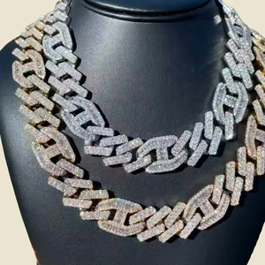 925 Silver 22mm <b>Iced</b> <b>Out</b> Cuban Link <b>Chain</b> Men's Moissanite Gold Plated Trendy Anniversary Wedding Party - Product Image 6