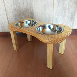 Bol pour chien en bois et métal, style classique moderne, impression de logo personnalisée, respectueux de l'environnement - Product Image 1