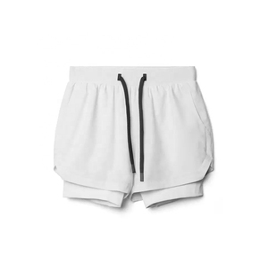 Men's White High Waist Cotton Shorts With Drawstring Casual Short Shorts Solid Color Breathable Woven Fabric running shorts - Product Image 1