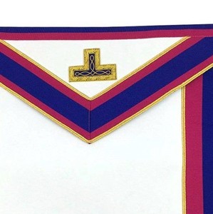 Tablier maçonnique junior de cérémonie bleu roi et bordeaux, tissé, avec bordure dorée - Product Image 2