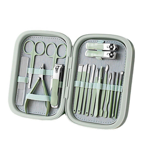 Wholesale 8-Piece German Stainless Steel Manicure Pedicure Kit <b>Nail</b> File Scissor Pusher Beauty Set PU Zipper <b>Case</b> Box Packaging - Product Image 1