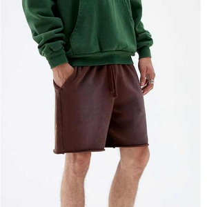 <b>Men's</b> <b>Brown</b> Cotton Bermuda <b>Shorts</b> Mid-Waist Drawstring Elastic Waist With Pockets Solid Color Casual Style Breathable Knitted - Product Image 6