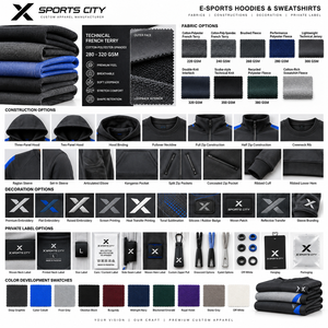 เสื้อฮู้ดดี้และเสื้อสเวตเชิ้ตผู้ชายสำหรับเล่นอีสปอร์ต |   สีน้ำเงินดำและสีที่มีการเปลี่ยนแปลง 6 แบบ |   ผู้ผลิต OEM ODM |   เอ็กซ์ สปอร์ตส์ ซิตี้ | - Product Image 4