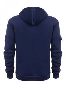 Sudadera con capucha y cremallera de un cuarto, de forro polar grueso, color azul marino premium |   Sudadera Utilitaria Personalizada para Hombre |   Suministro al por Mayor B2B en Bangladesh - Product Image 2