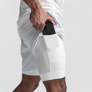 Pantalones Cortos Deportivos de Doble Capa para Hombre, Pantalones Cortos Deportivos 2 en 1 para Gimnasio, Entrenamiento, Secado Rápido, para Correr, de Doble Capa, para Verano - Product Image 1