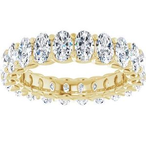 Anillo de Boda de Eternidad Completa con Moissanita de Corte Ovalado, Plata de Ley 925 Chapada en Oro, Anillo Apilable para Aniversario de Bodas para Mujer - Product Image 2